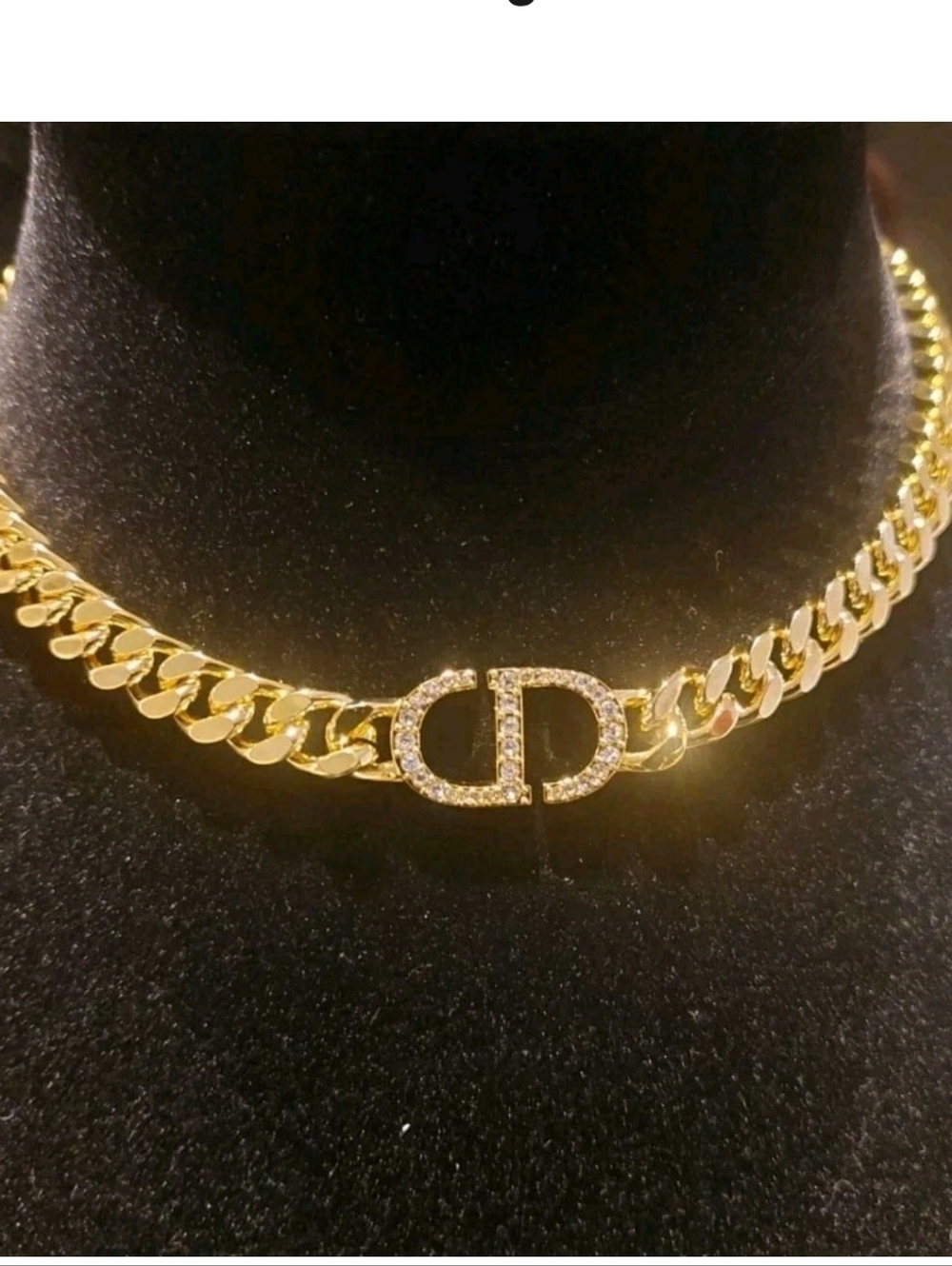 DIOR Crystal CD Logo Chain Choker Goldtone  NecKlace